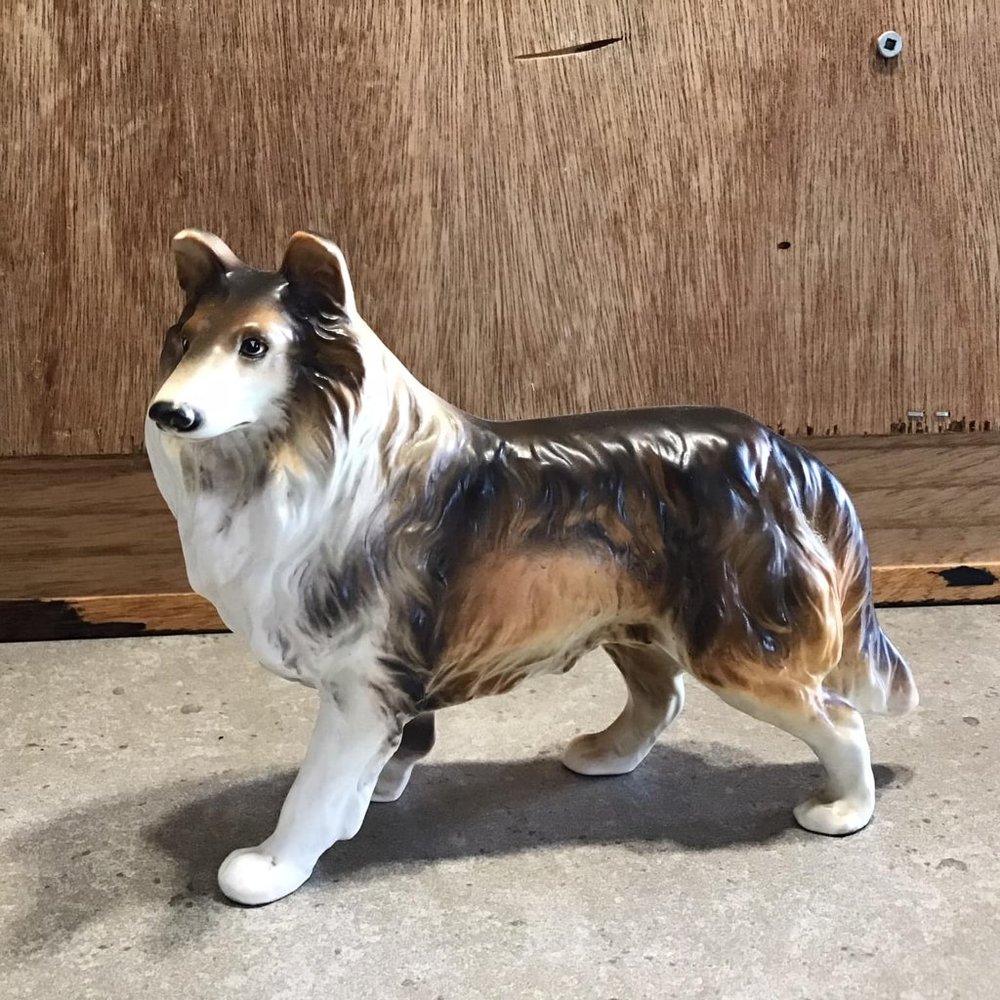Vintage Ceramic Collie Dog Figurine